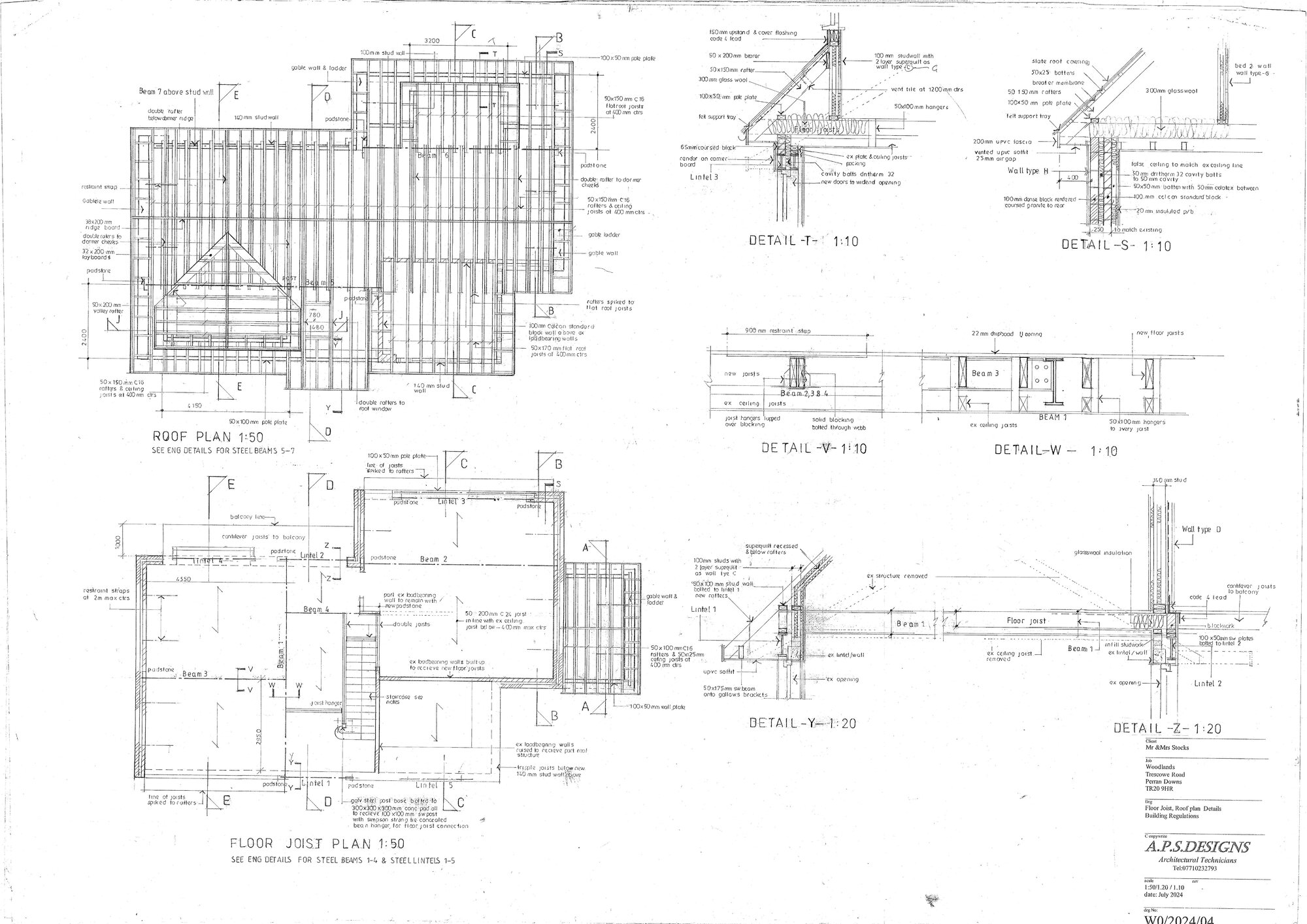 Floor Joist & Roof Details — Woodlands, Perran Downs